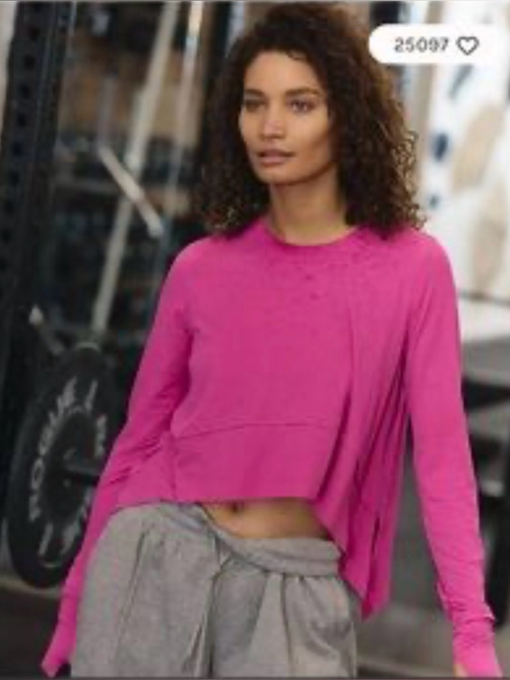 Women's Free People Movement Athleisure Wear Fuchsia Long-Sleeve Crop Top